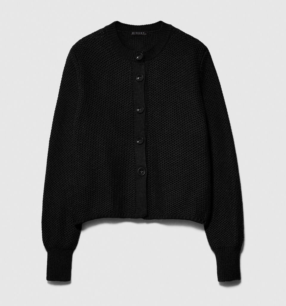 Cardigan with buttons - women's cardigans - Black | Sisley image number 6